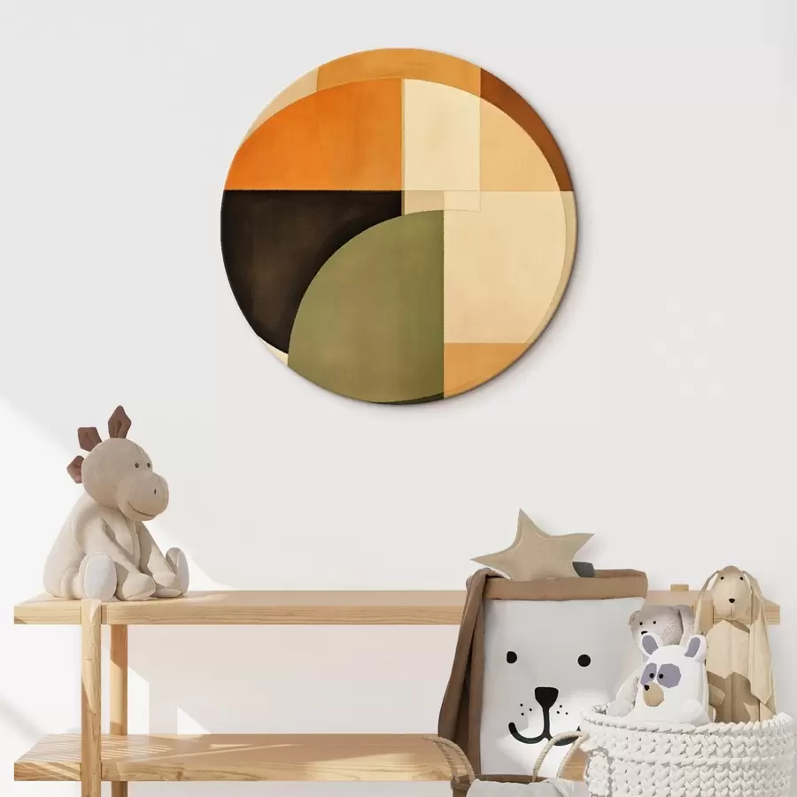 Tableau Cercles qui se croisent dans une palette sable-olive r46537