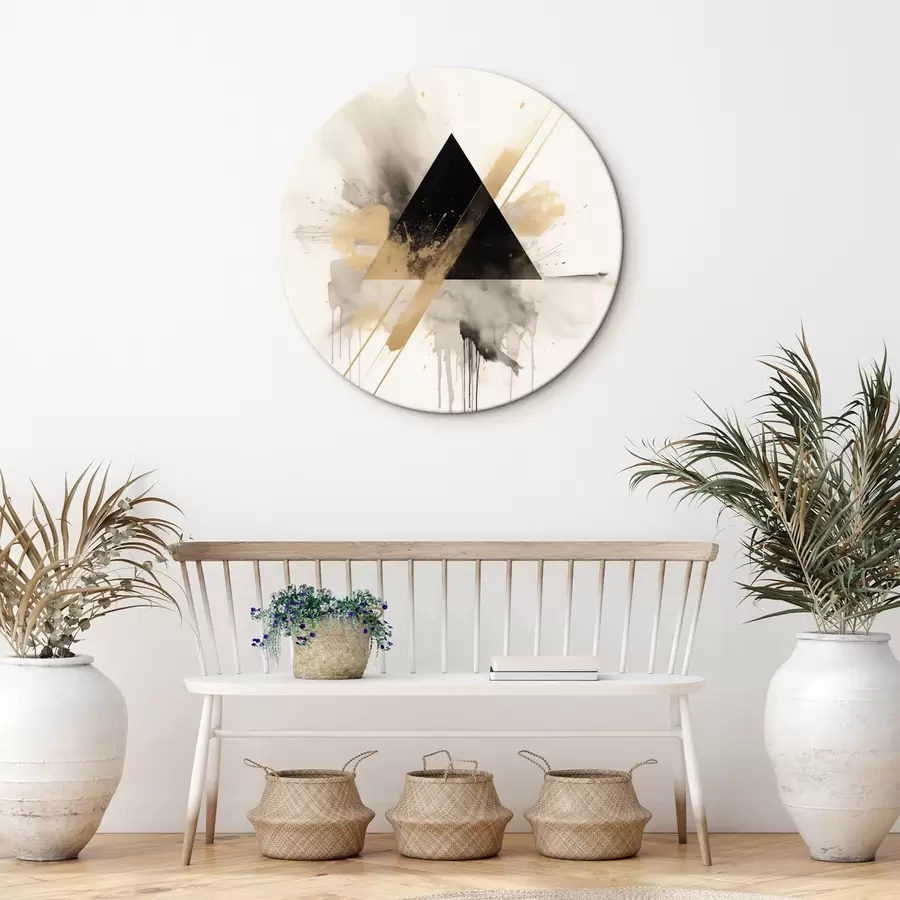 Tableau Géométrie : triangle noir avec des éclaboussures et des lignes claires r46540