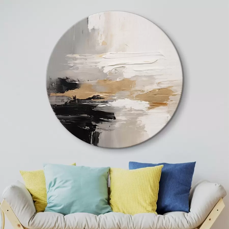 Tableau Couches contrastées de noir et d'ocre sur fond nude r46544