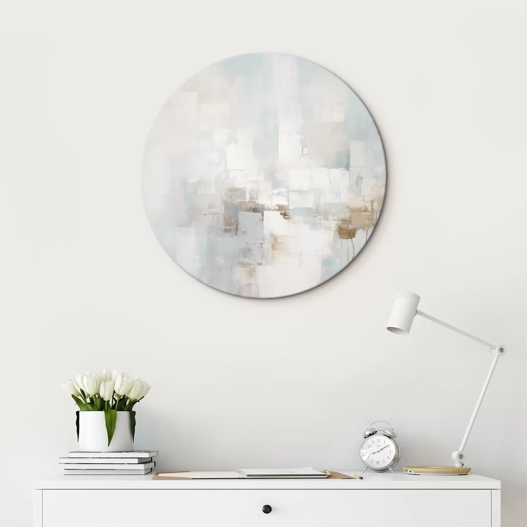 Tableau Blocs pastel clairs : bleu, beige, blanc r46546