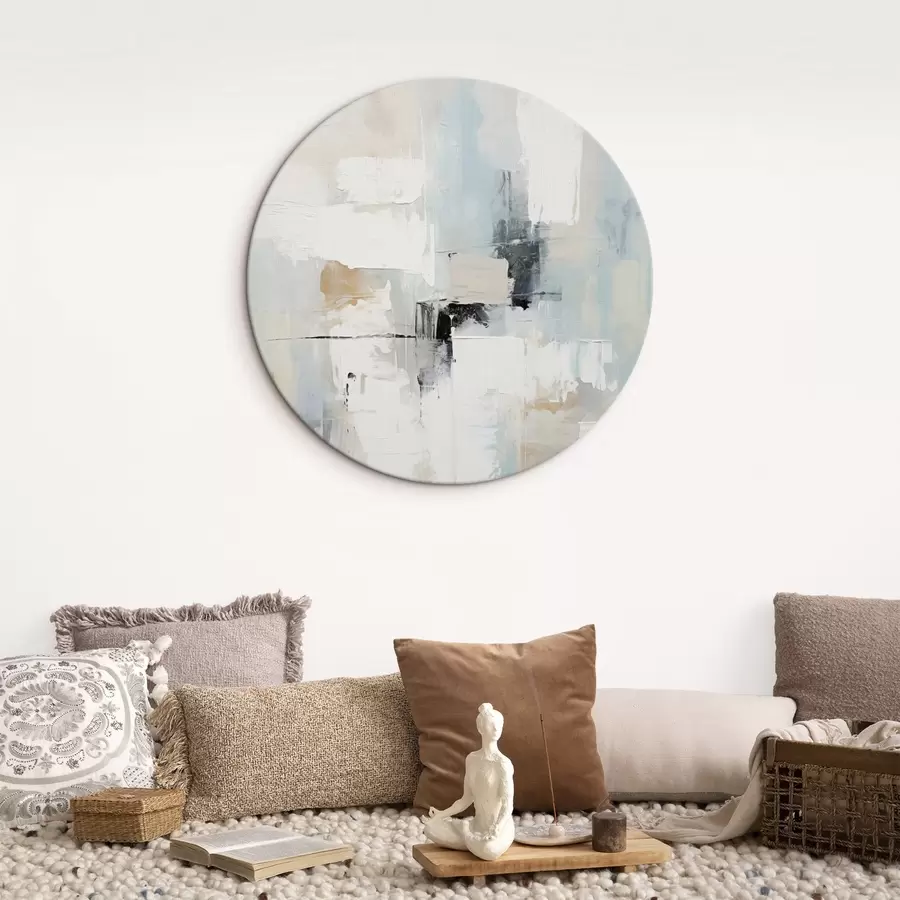 Tableau Abstrait aux tons clairs avec une touche de noir r46548