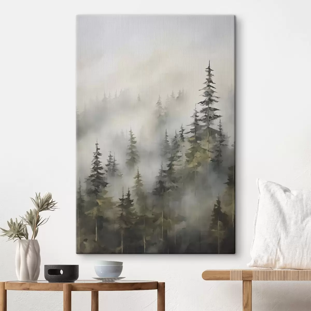 Tableau Forêt dans le brouillard imitation de peinture s46671