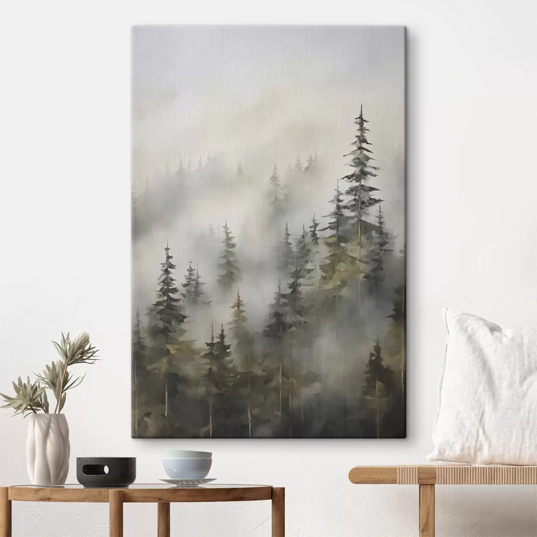 Papier peint Forêt dans le brouillard imitation de peinture s46671