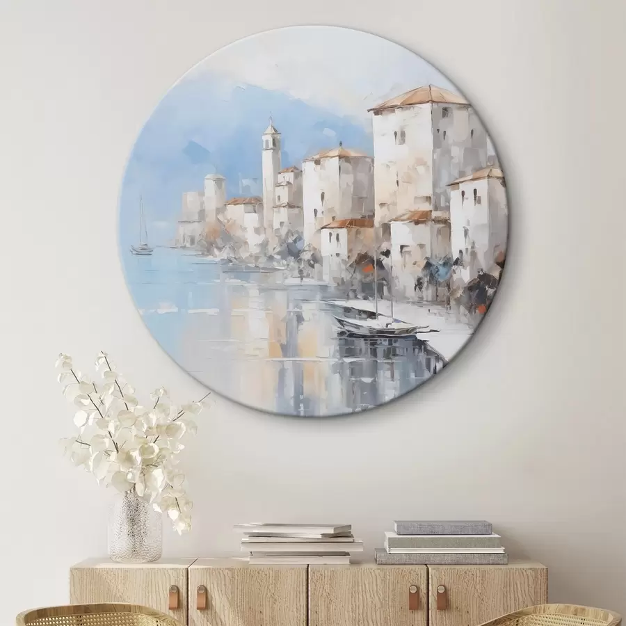 Tableau Maisons abstraites au bord de la baie imitation de peinture r46673