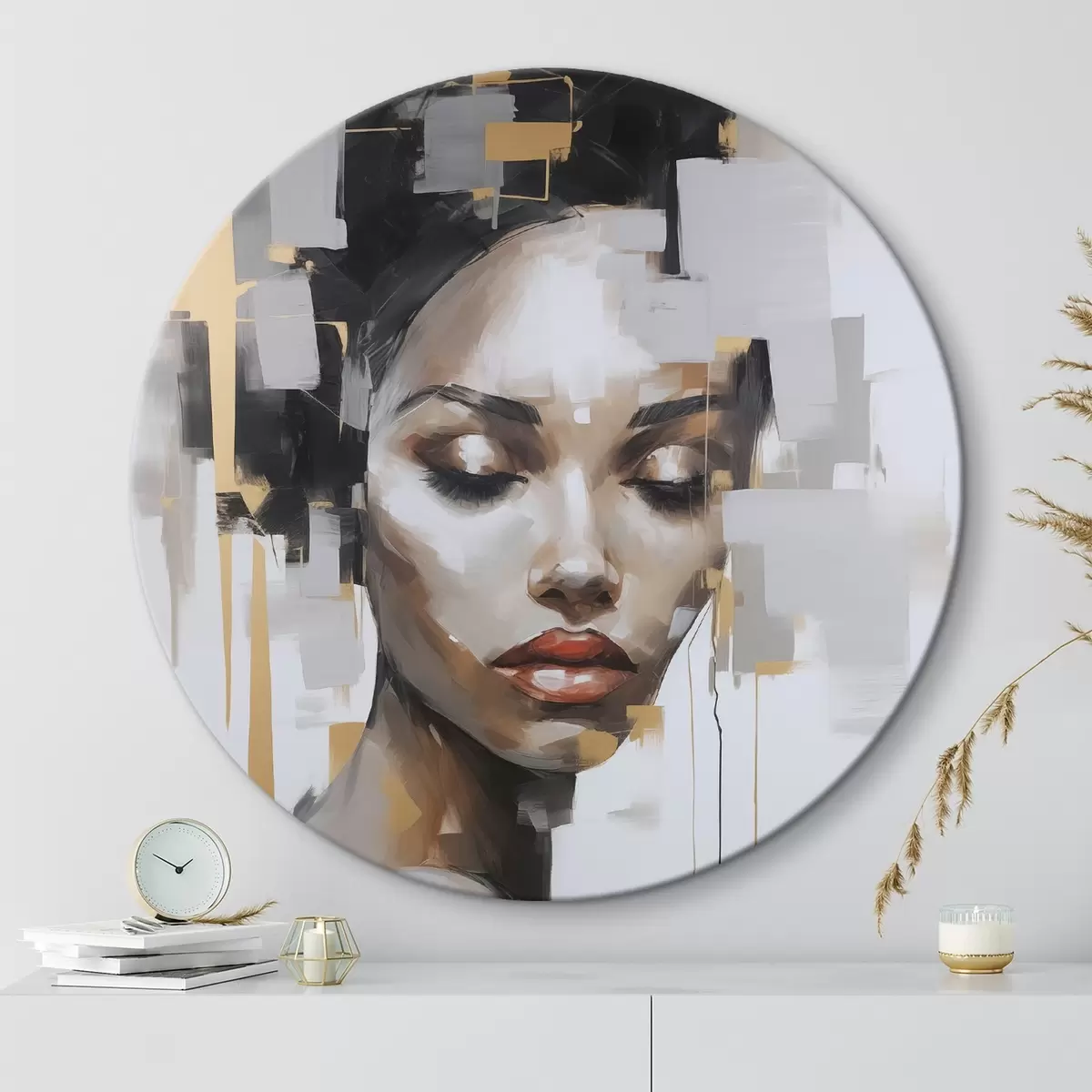 Tableaux rondes Portrait abstrait r46676