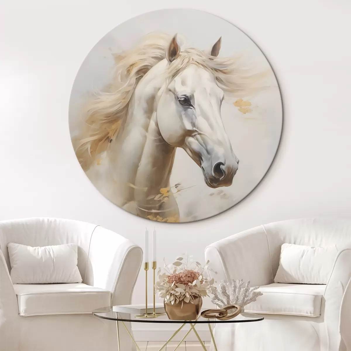 Tableaux rondes Imitation de peinture par un cheval r46680