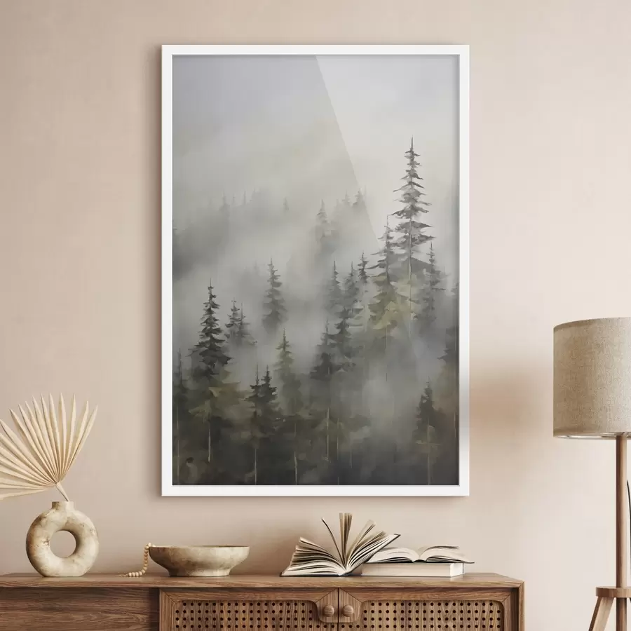 Papier peint Forêt dans le brouillard imitation de peinture f46671