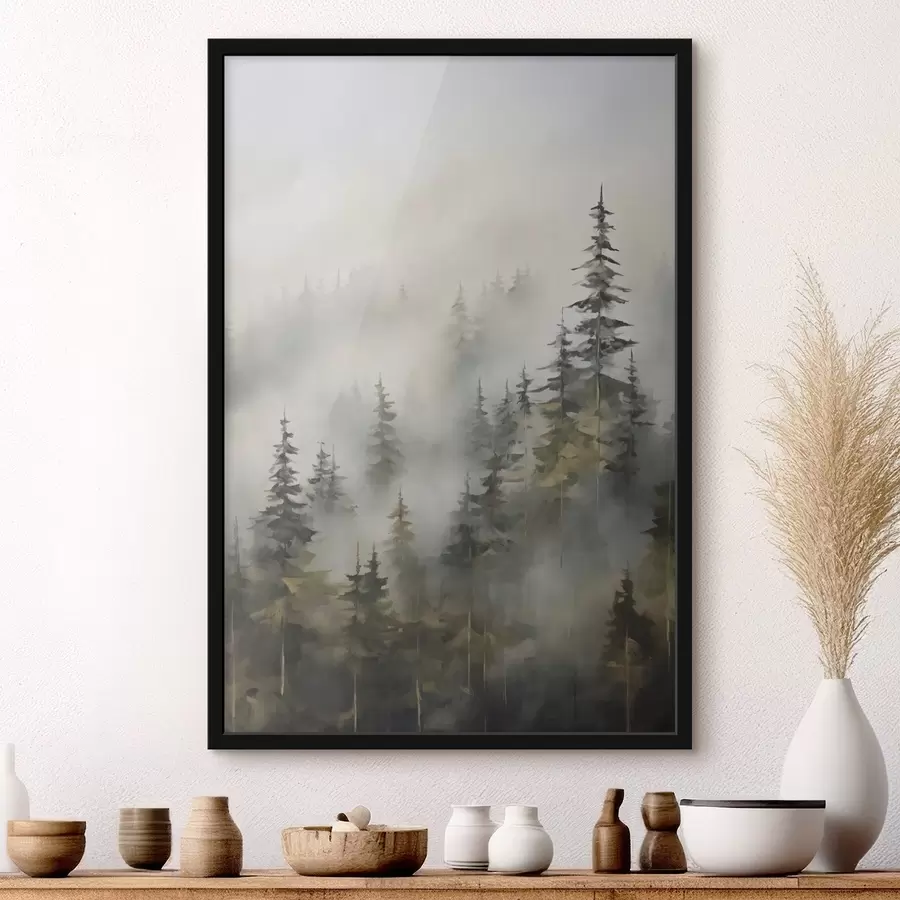 Papier peint Forêt dans le brouillard imitation de peinture f46671