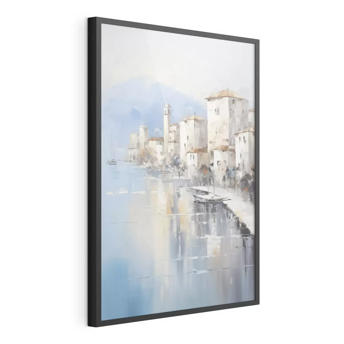 Poster Maisons abstraites au bord de la baie imitation de peinture f46673