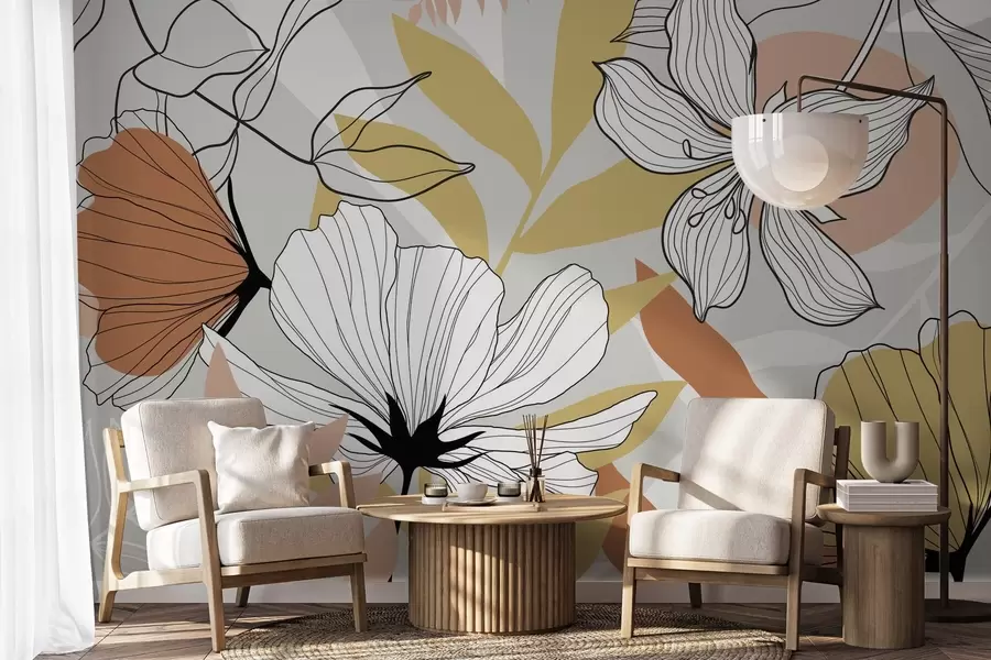 Papier peint Plantes et fleurs abstraites w04898