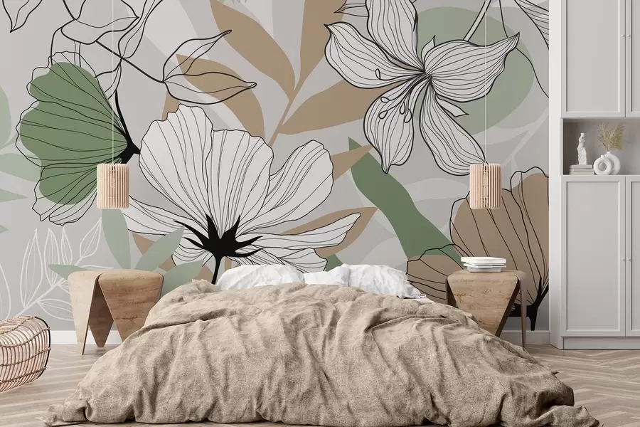 Papier peint Plantes et fleurs abstraites w04898v2