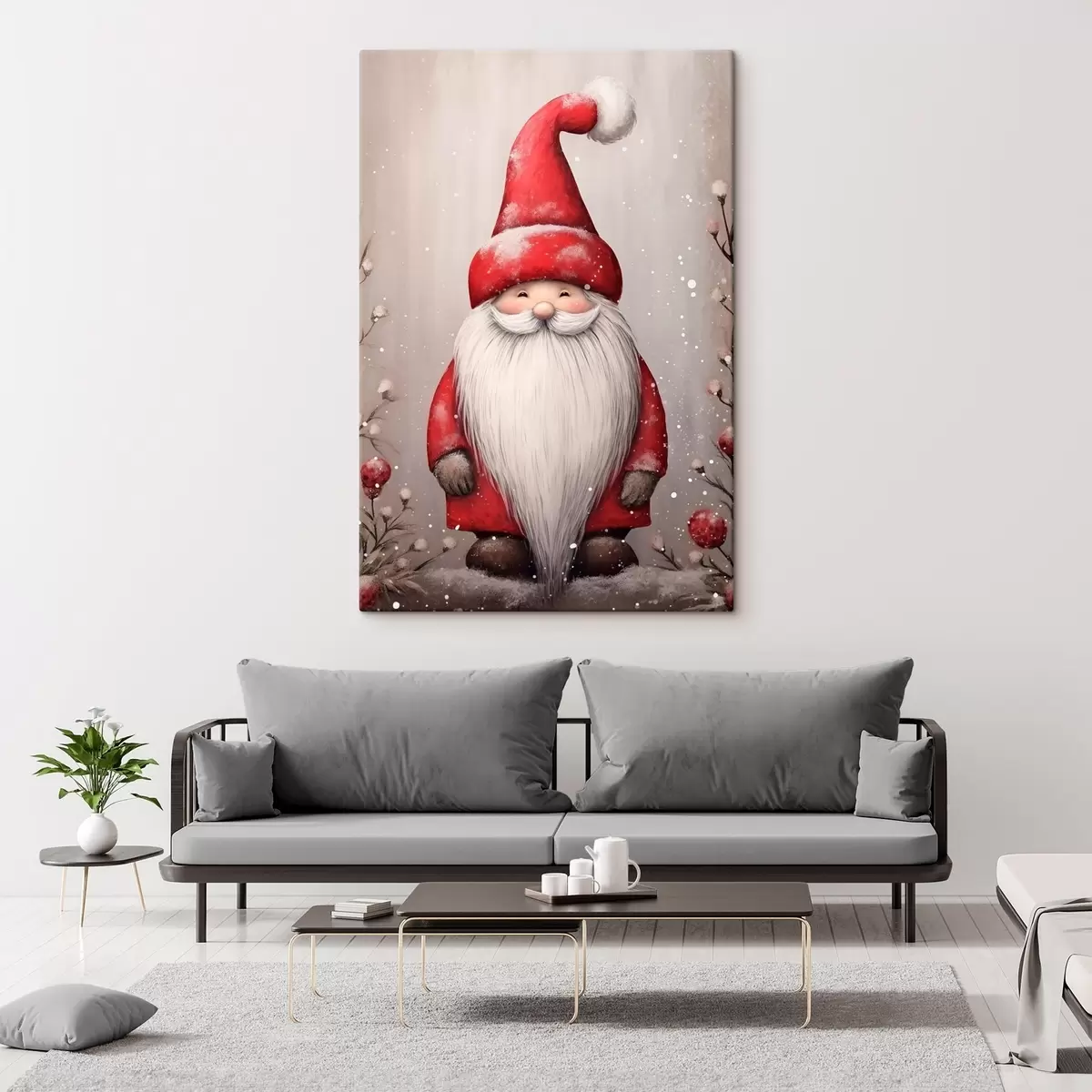 Tableau Gnome de Noël avec une longue barbe s46620