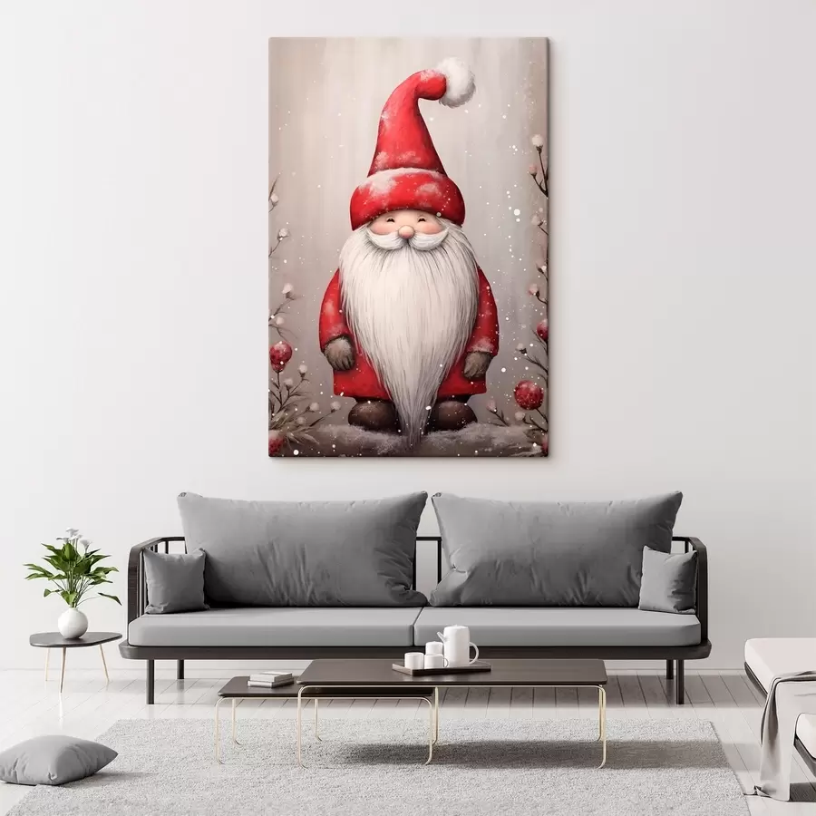 Tableau Gnome de Noël avec une longue barbe s46620