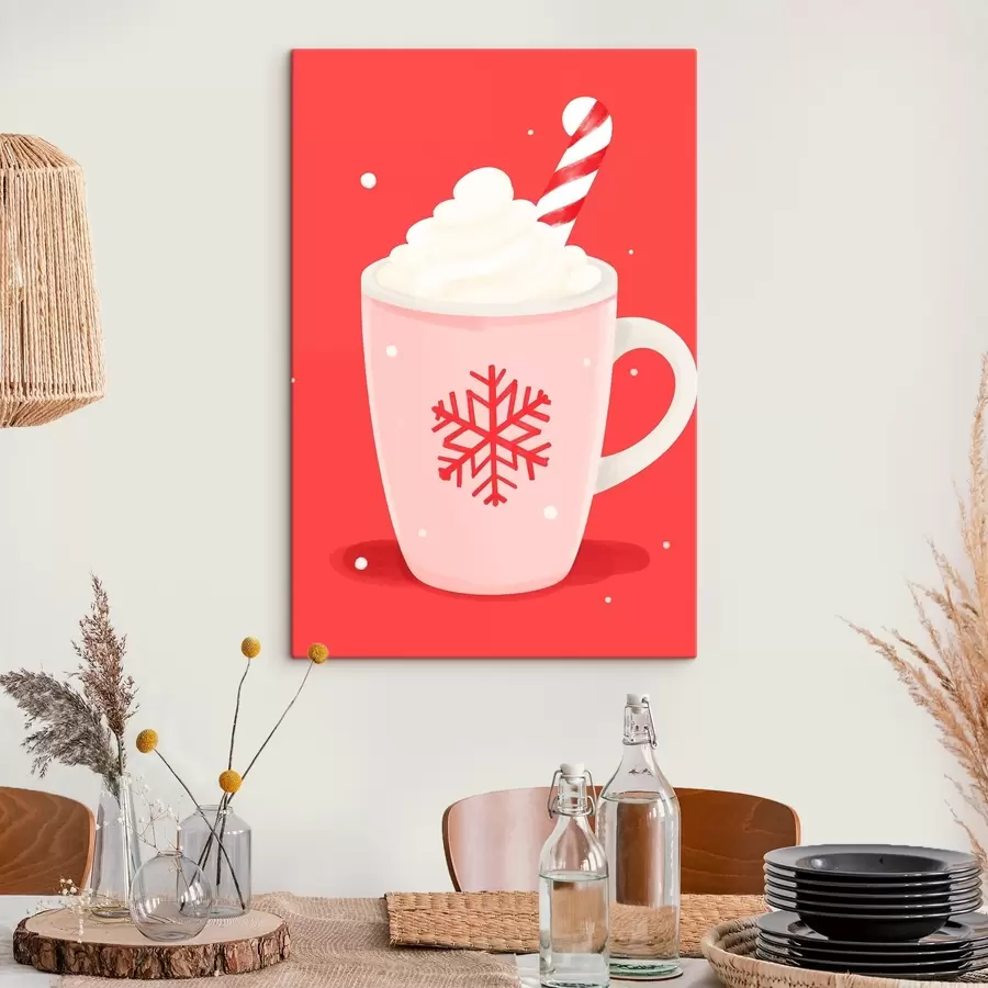 Tableau Cacao de Noël avec crème et canne en sucre s46625