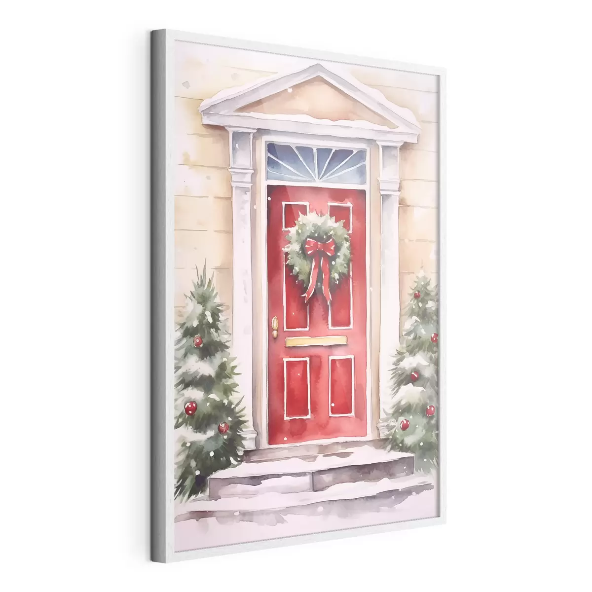Poster Porte de Noël avec une couronne f46622