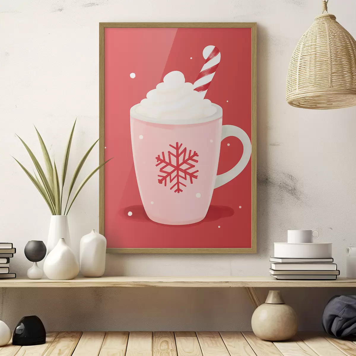 Poster Cacao de Noël avec crème et canne en sucre f46625