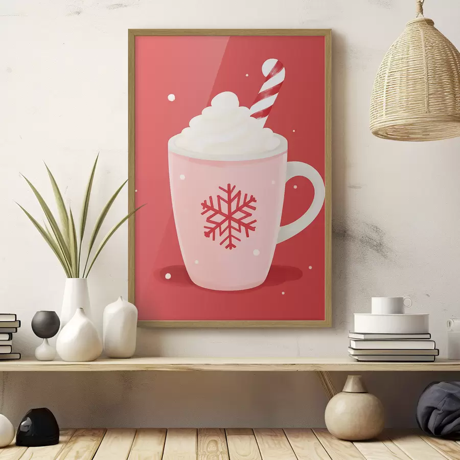 Papier peint Cacao de Noël avec crème et canne en sucre f46625