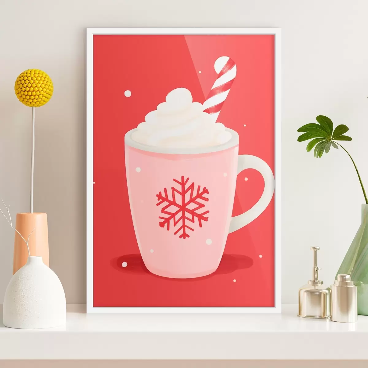Poster Cacao de Noël avec crème et canne en sucre f46625
