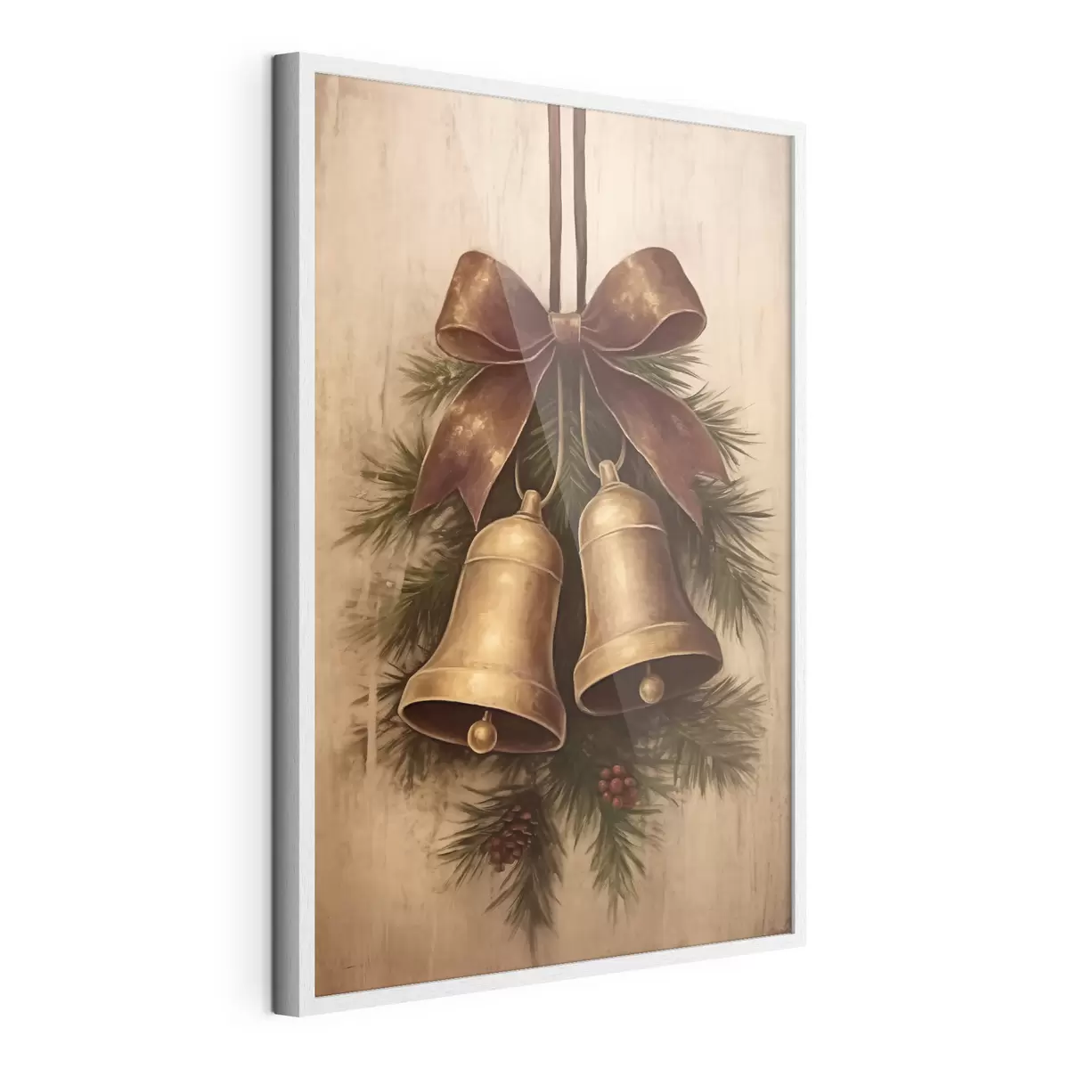 Poster Décoration de Noël vintage avec deux cloches et un nœud f46626