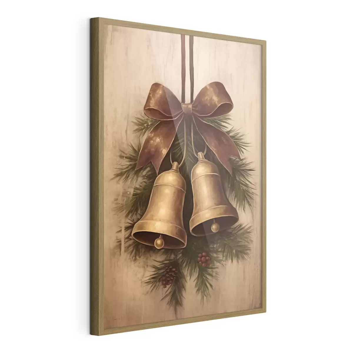 Poster Décoration de Noël vintage avec deux cloches et un nœud f46626