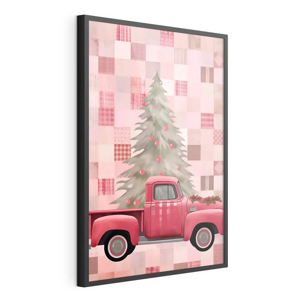 Poster Camion rétro avec un sapin de Noël f46632
