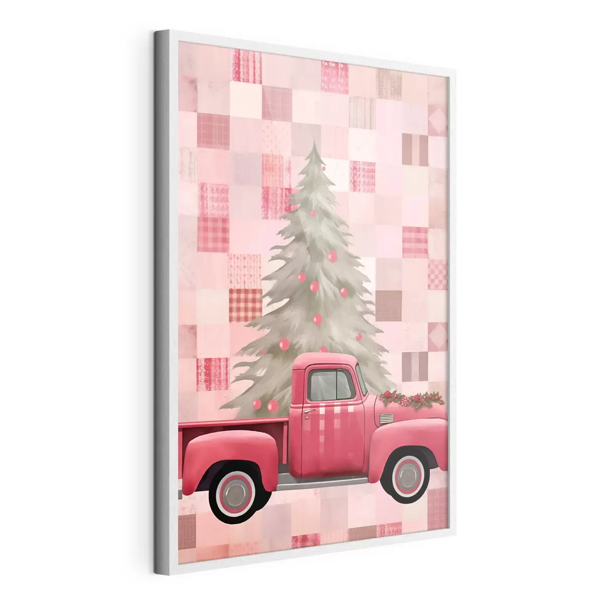 Poster Camion rétro avec un sapin de Noël f46632