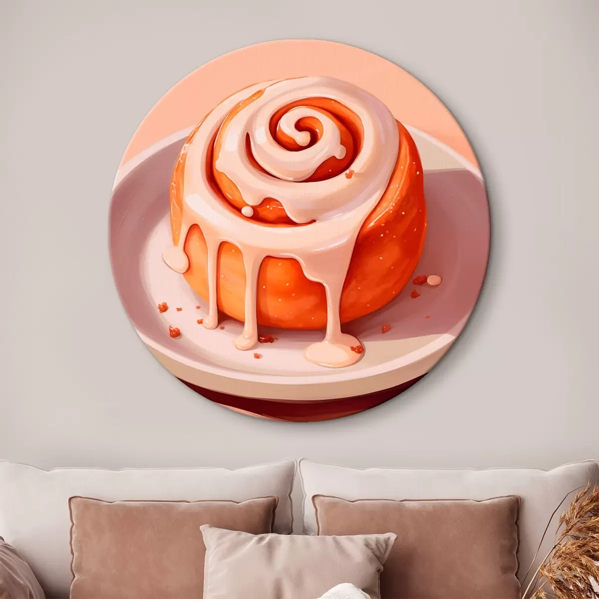 Tableaux rondes Rouleau à la cannelle avec glaçage à la crème r46624