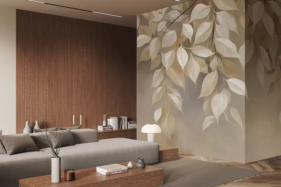 Papier peint Une branche de cerfeuil avec ses feuilles w04899