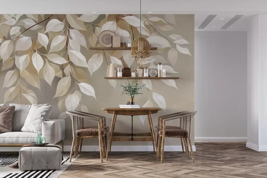 Papier peint Une branche de cerfeuil avec ses feuilles w04899