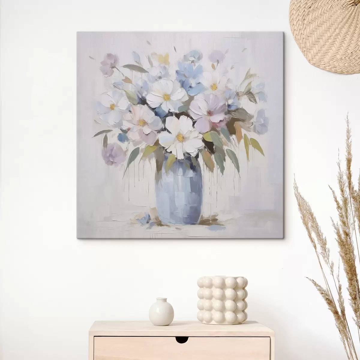 Tableau Fleurs dans un vase, peinture imitation s46714