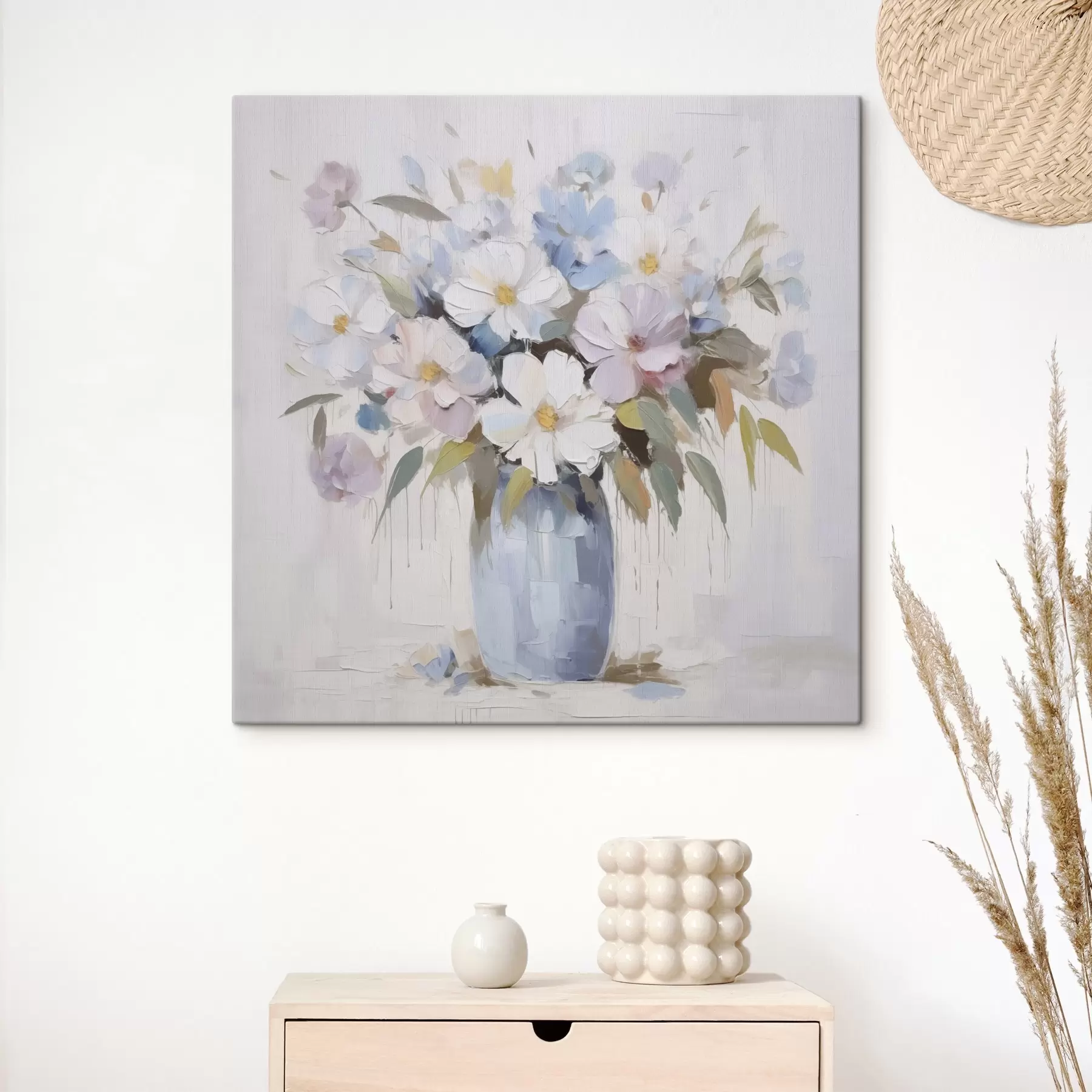 Tableau Fleurs dans un vase, peinture imitation s46714