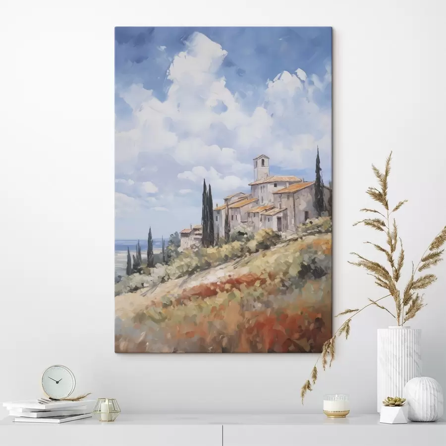 Tableau Imitation de peinture représentant un paysage rural s46716