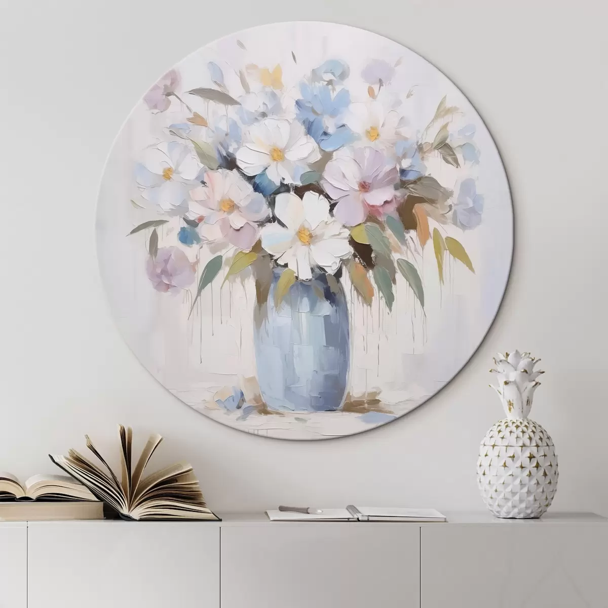 Tableaux rondes Fleurs dans un vase, peinture imitation r46714
