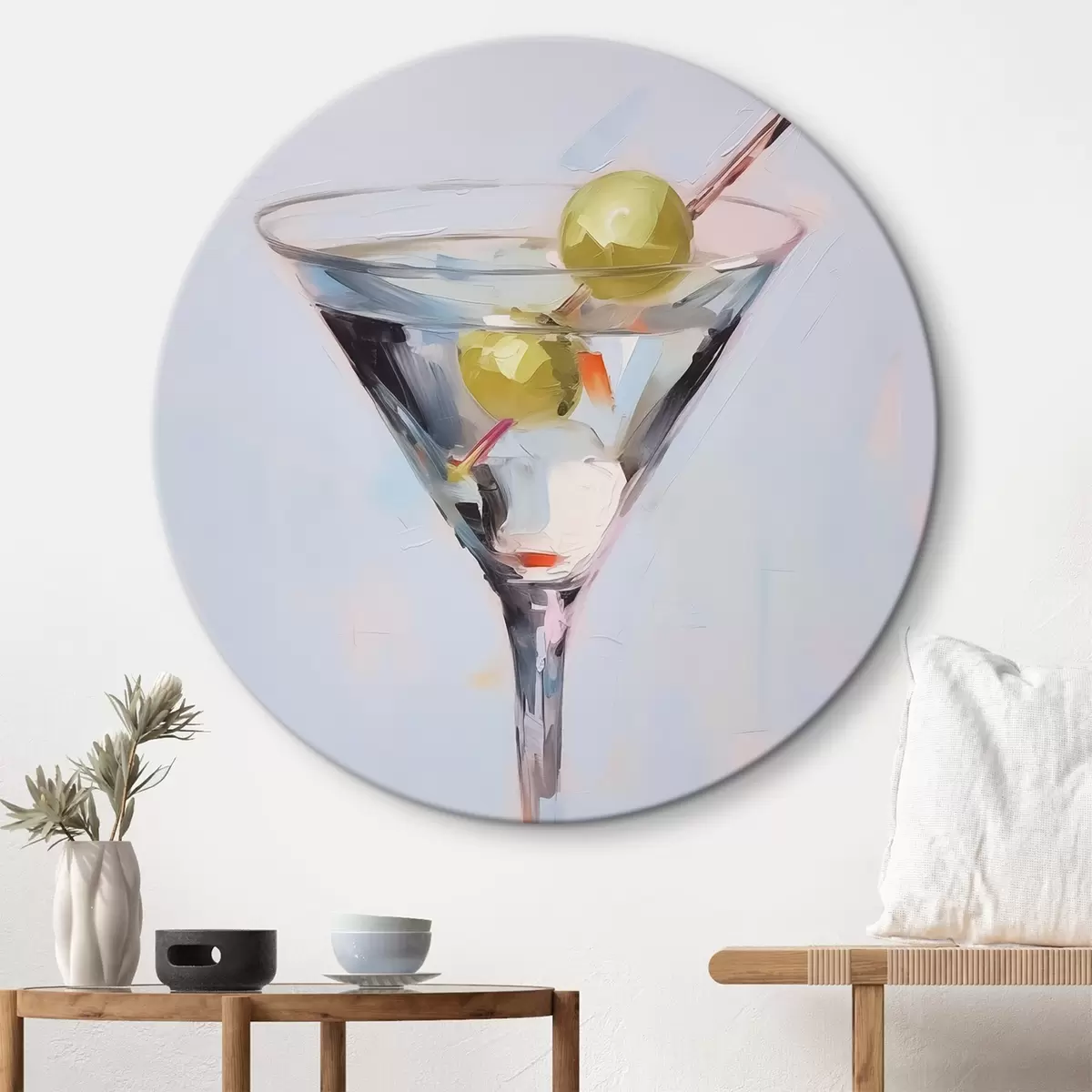 Tableaux rondes Verre avec peinture imitation boisson r46717