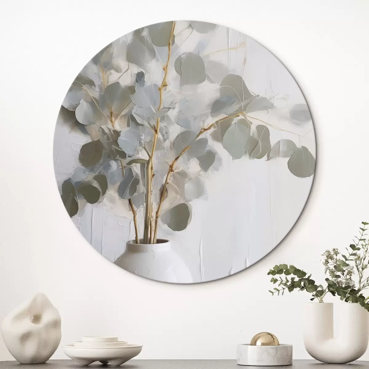 Tableaux rondes Peinture imitant des brindilles dans un vase r46719