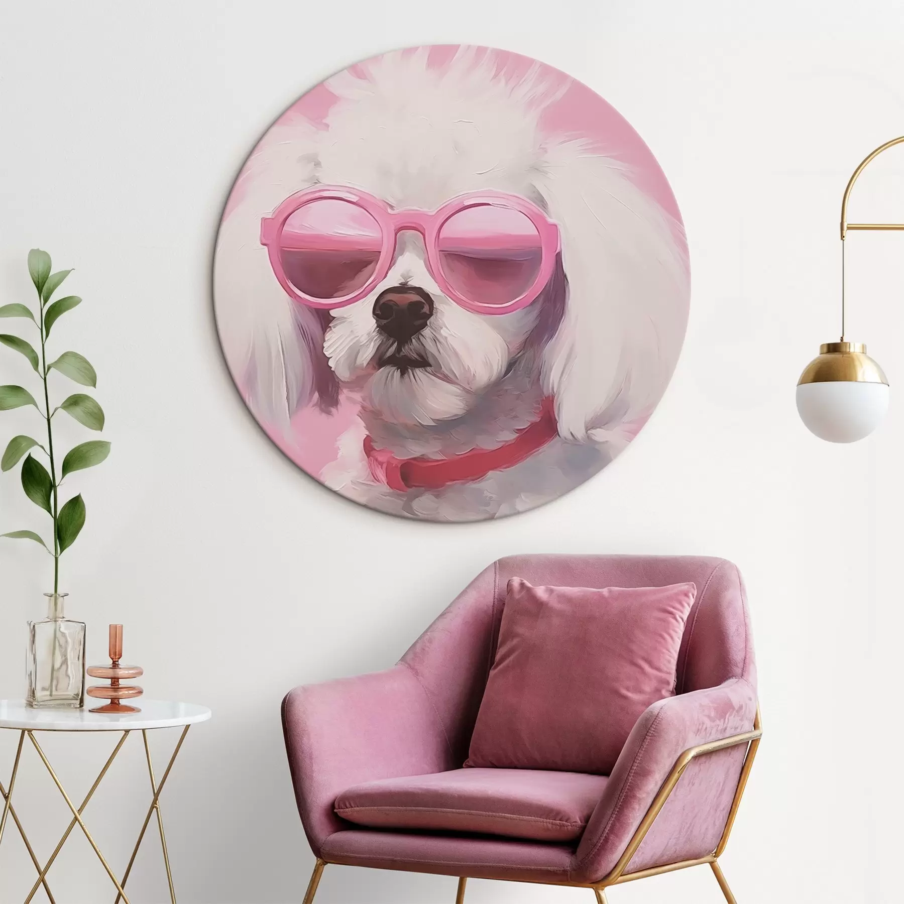 Tableau Un petit chien portant des lunettes est une imitation de peinture r46722