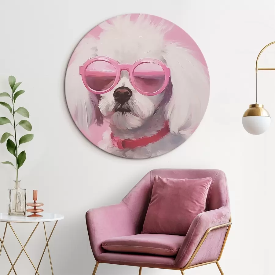 Tableau Un petit chien portant des lunettes est une imitation de peinture. r46722