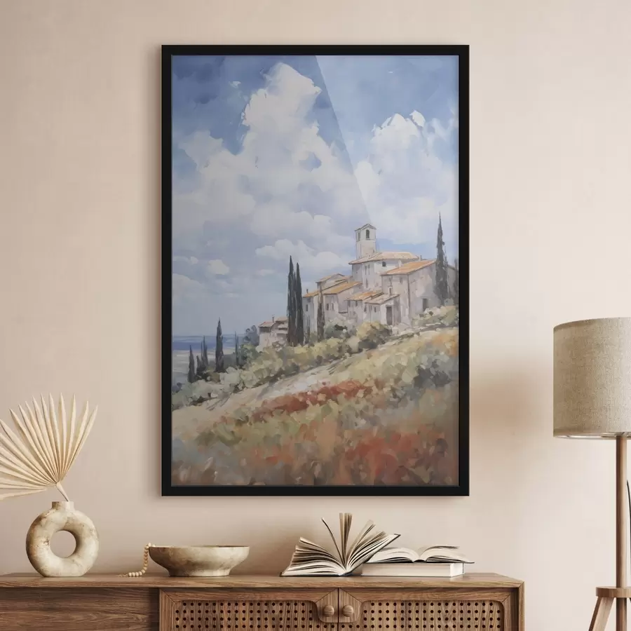 Papier peint Imitation de peinture représentant un paysage rural f46716