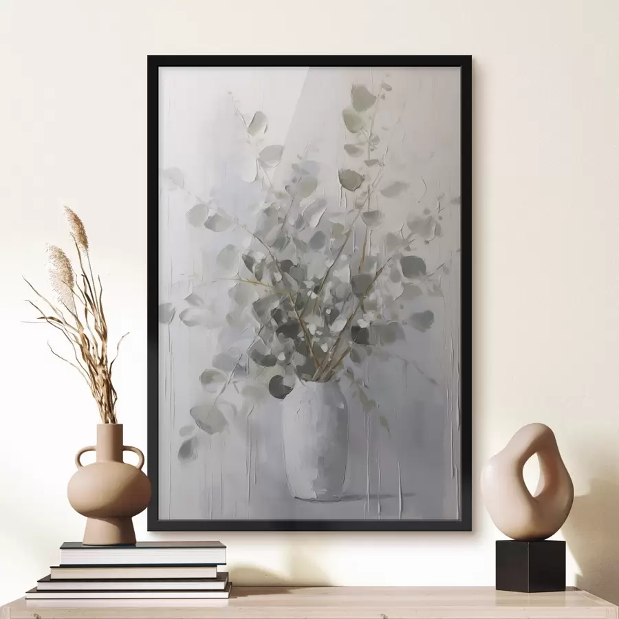Papier peint Branches avec feuillage dans un vase, peinture imitation f46720