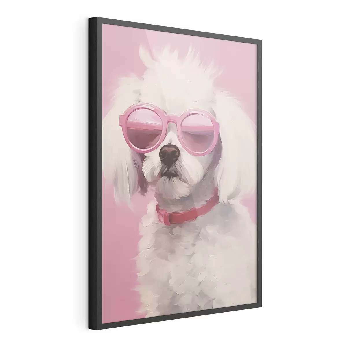 Poster Un petit chien portant des lunettes est une imitation de peinture f46722