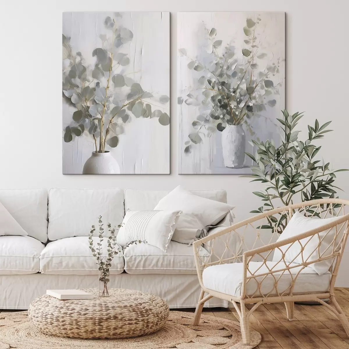 Tableau Peinture imitant des brindilles dans un vase m01020