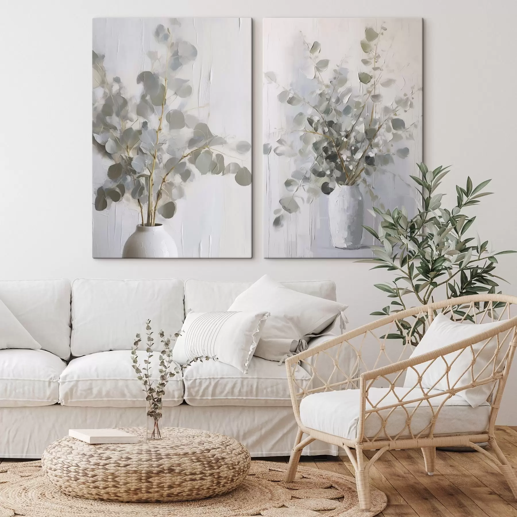 Tableau Peinture imitant des brindilles dans un vase m01020