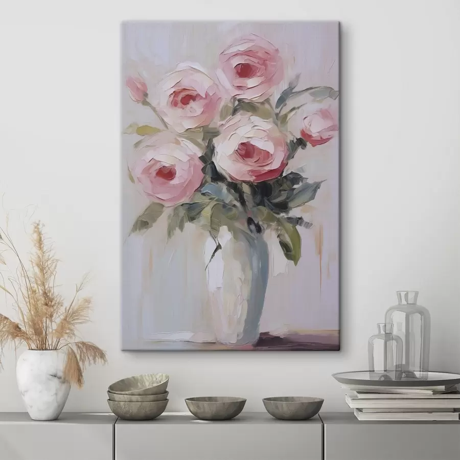 Tableau Peinture imitation « Roses dans un vase » s46742