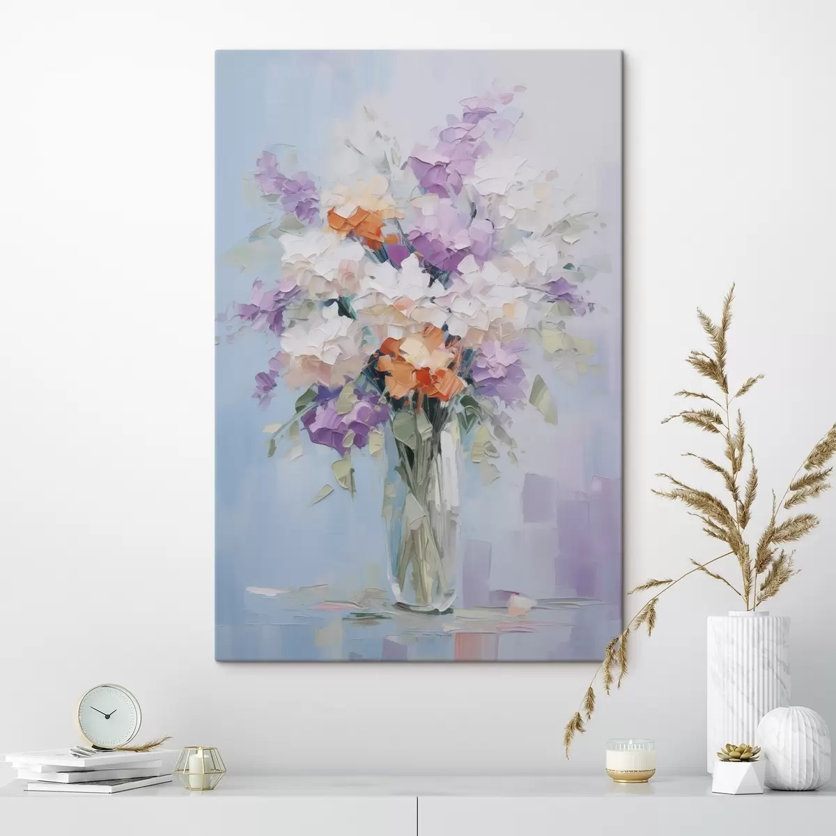 Tableau Bouquet dans un vase imitation peinture s46750