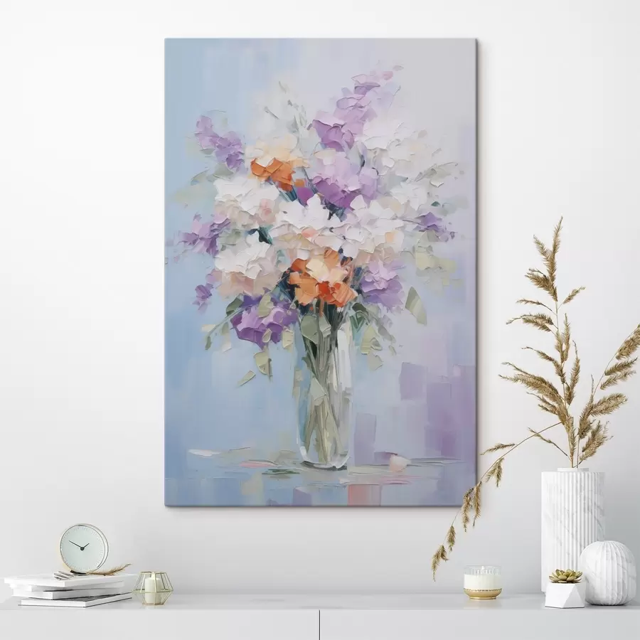 Tableau Bouquet dans un vase imitation peinture s46750