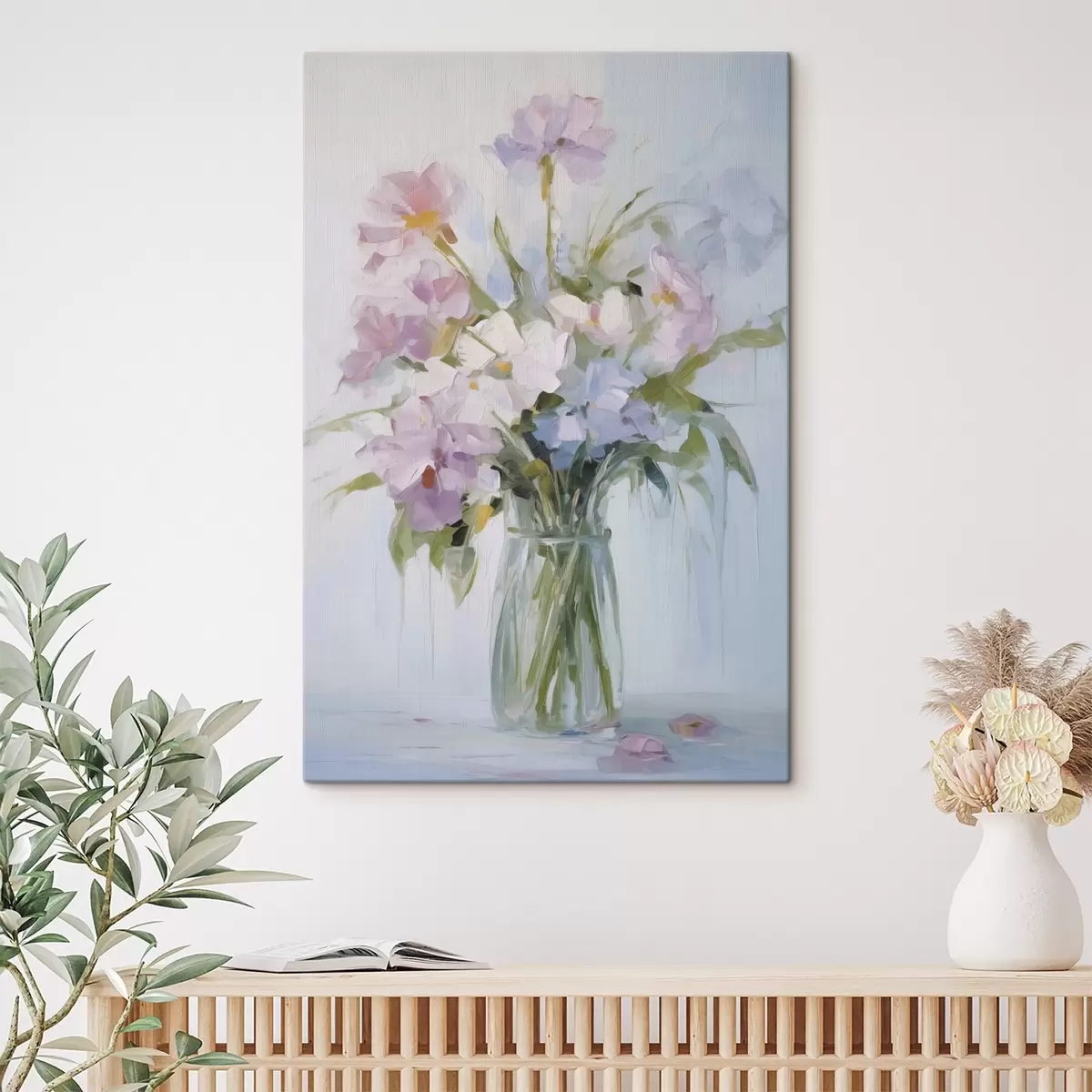 Tableau Bouquet de fleurs dans un vase imitation peinture s46751