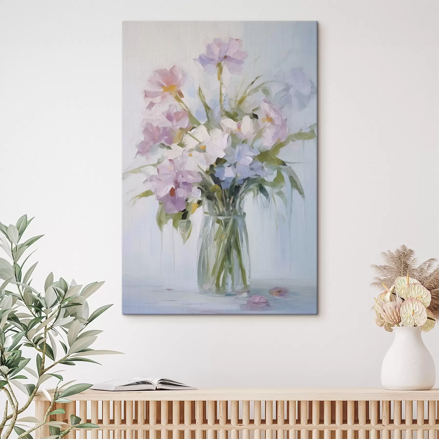 Tableau Bouquet de fleurs dans un vase imitation peinture s46751