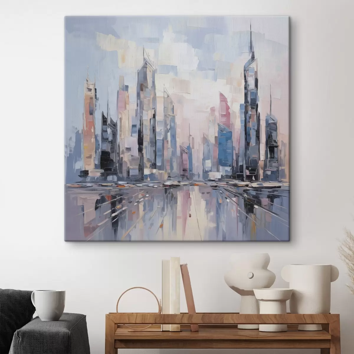 Tableau Imitation abstraite d'une ville dans la peinture s46752