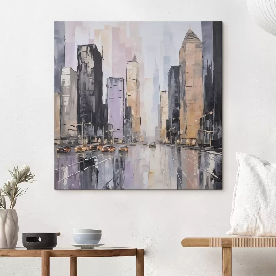 Tableau Imitation abstraite d'un paysage urbain peint s46753