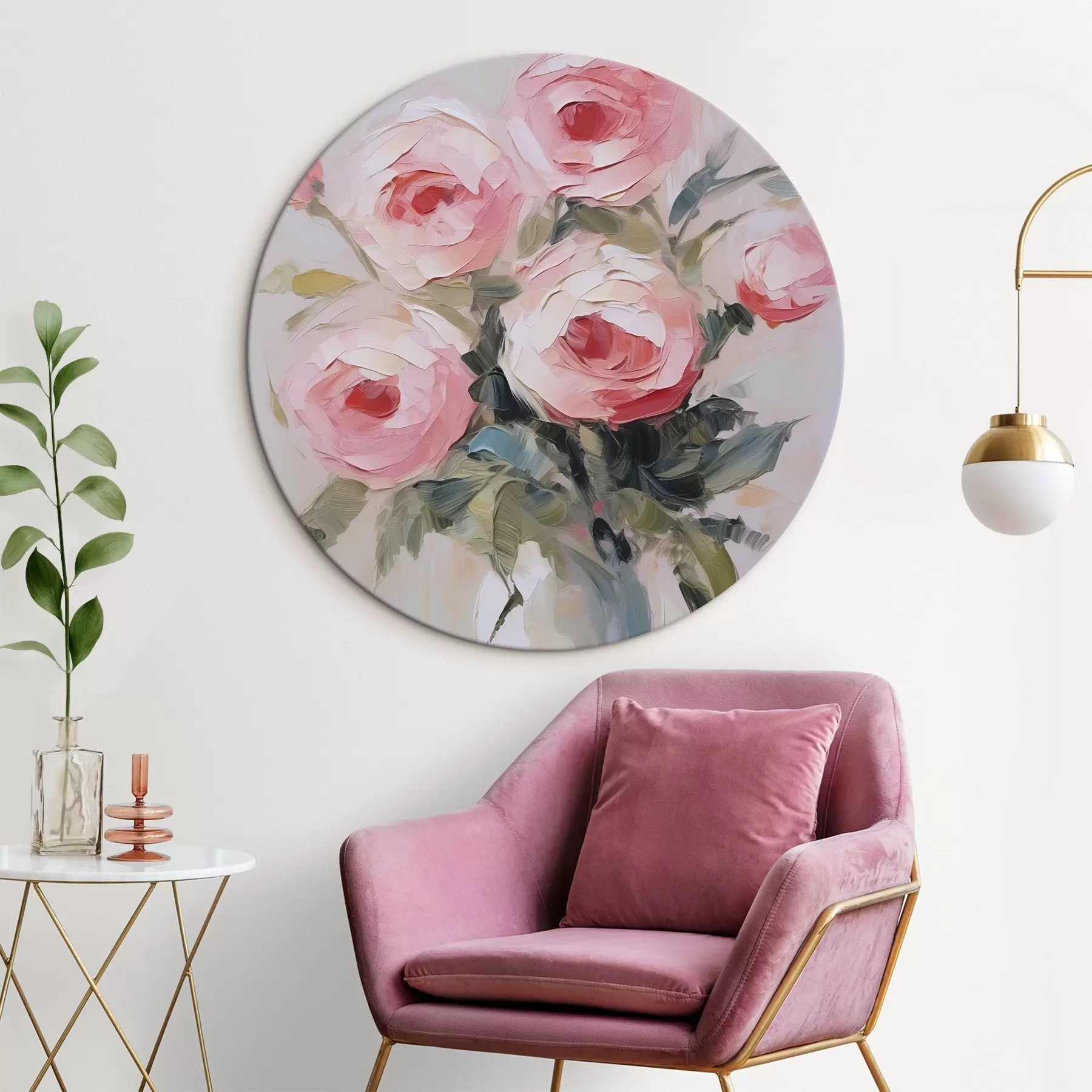 Tableau Peinture imitation « Roses dans un vase » r46742